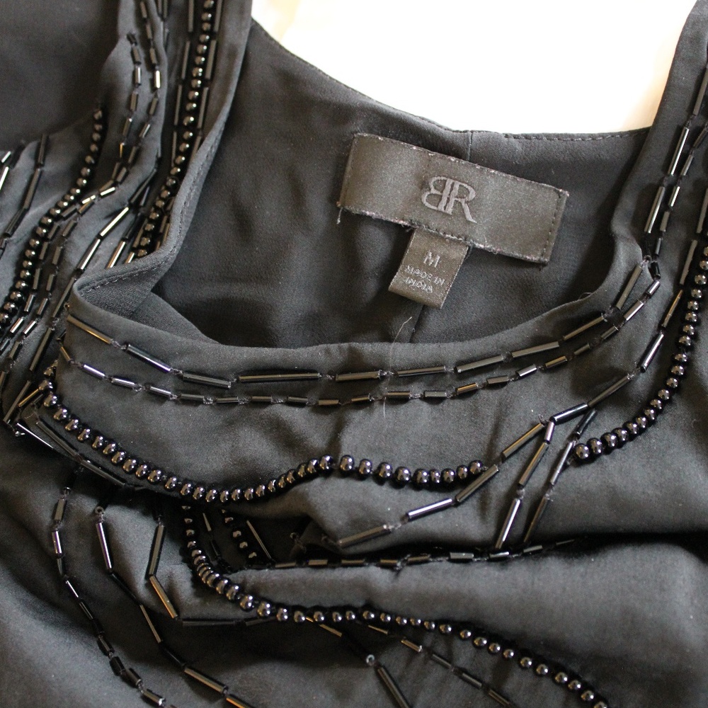 Banana Republic black silk beaded tank